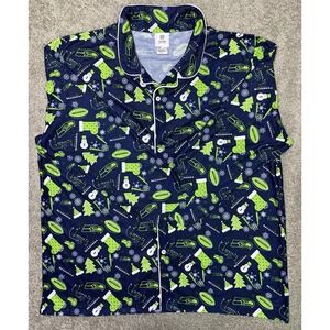 SEATTLE SEAHAWKS Soft Warm Flannel NFL FOOTBALL PAJAMA TOP‎ ADULT XXL
